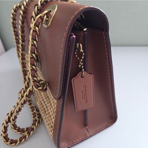 Coach Parker In Colorblock Woven Straw/Leather - Picture 6 of 16